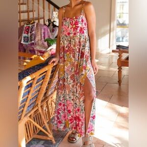 Full Size Square Neck Cami Dress with Side Slit Plus Size